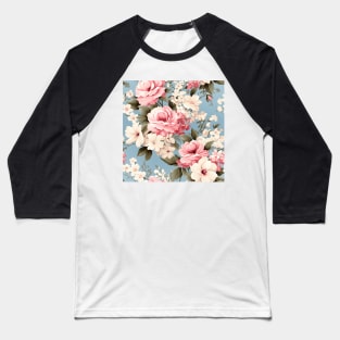 Shabby Chic Flowers Pattern 20 Baseball T-Shirt